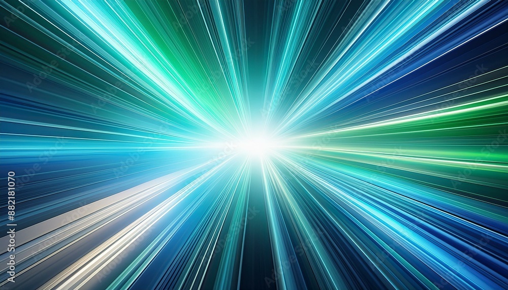 Abstract background in blue green and white neon glow colors. Speed of light in galaxy. Explosion in universe Abstract background in blue green and white neon glow colors. Speed of light in galaxy. Explosion in universe