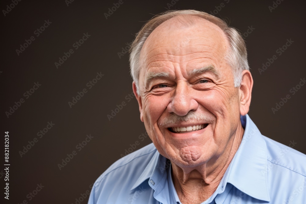 Older senior happy satisfied man smiles broadly, looking directly the camera Older senior happy satisfied man smiles broadly, looking directly the camera