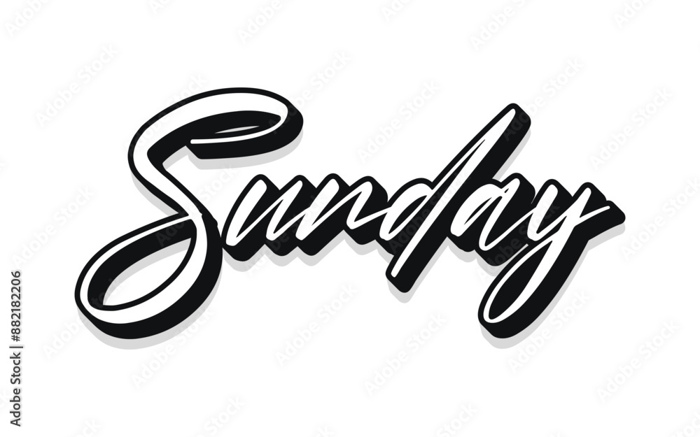 Sunday lettering. Modern banner with week day text. Sticker for planner. Day of week. Planning concept. Sunday typography logo design. Vector illustration. Sunday lettering. Modern banner with week day text. Sticker for planner. Day of week. Planning concept. Sunday typography logo design. Vector illustration.