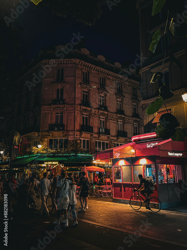 Vibrant Night in the Heart of Paris - Captures the essence of a lively and colorful Parisian night.