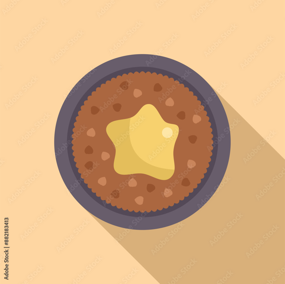Chocolate chip cookie cake topped with a melting pat of butter in the shape of a star, a sweet treat for any occasion Chocolate chip cookie cake topped with a melting pat of butter in the shape of a star, a sweet treat for any occasion