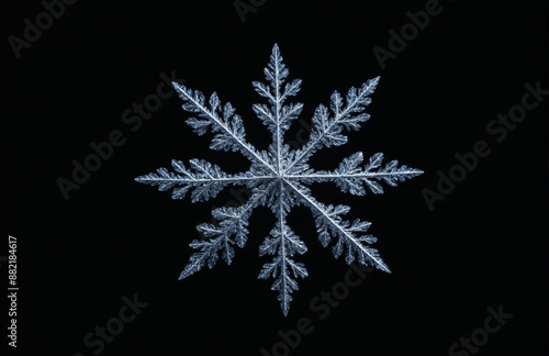 snowflake crystal In front of black background
