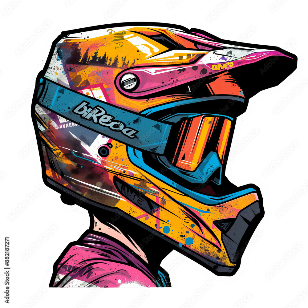 Naklejka premium motorcycle helmet, sticker on isolated white background png