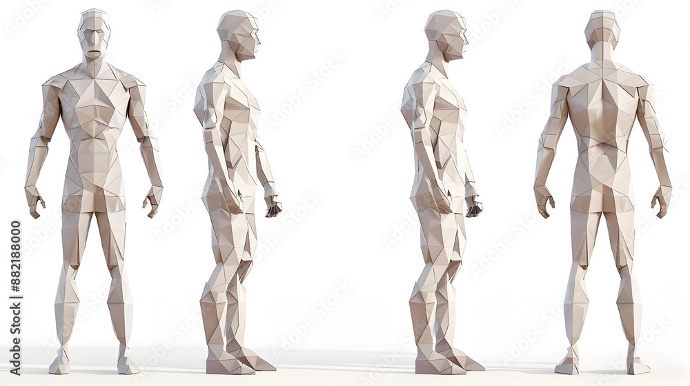 Stylized Polygonal Male Human Anatomy Study Figure in Minimal Design Stylized Polygonal Male Human Anatomy Study Figure in Minimal Design
