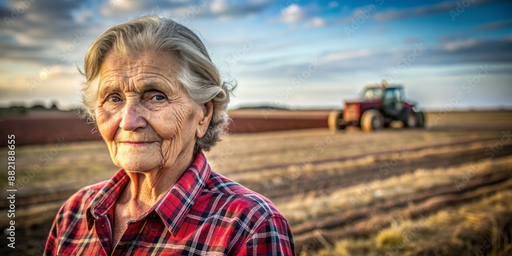 A portrait of an old woman farmer in the field. Generative ai. A portrait of an old woman farmer in the field. Generative ai.
