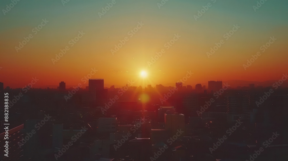 city skyline with a sunset in the background city skyline with a sunset in the background