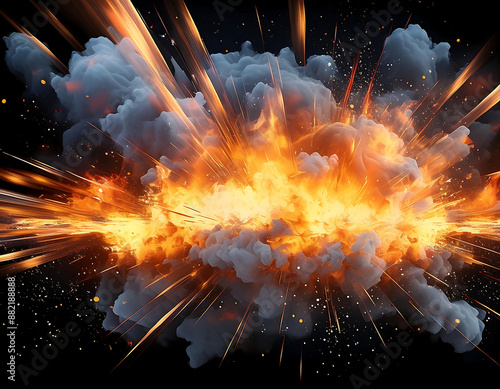  Explosion Border- A dynamic border created by an explosion, isolated on a transparent backg_1(104) photo