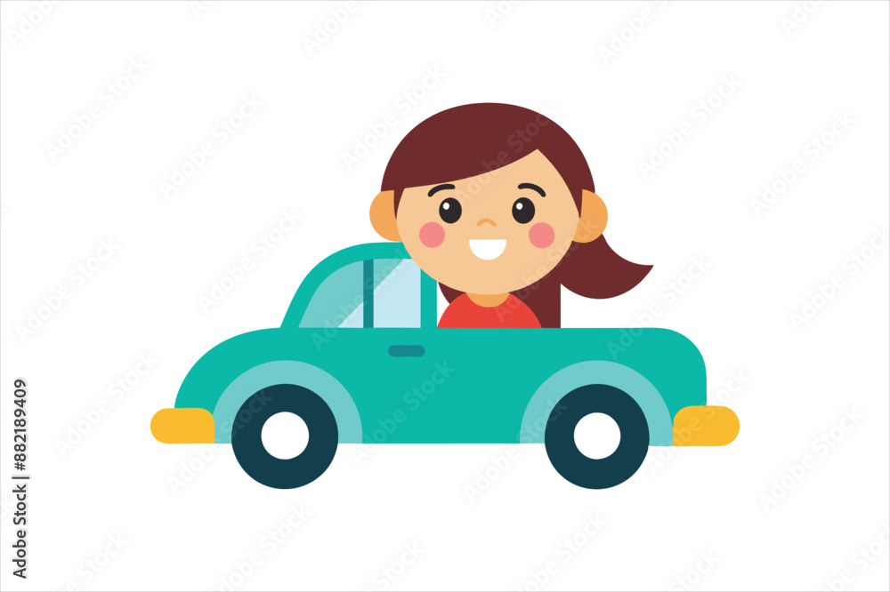 Illustration of a girl driving a car vector art illustration Illustration of a girl driving a car vector art illustration