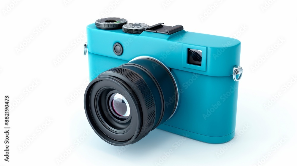 Photo camera, 3D-style icon isolated on a light background. Photo camera, 3D-style icon isolated on a light background.