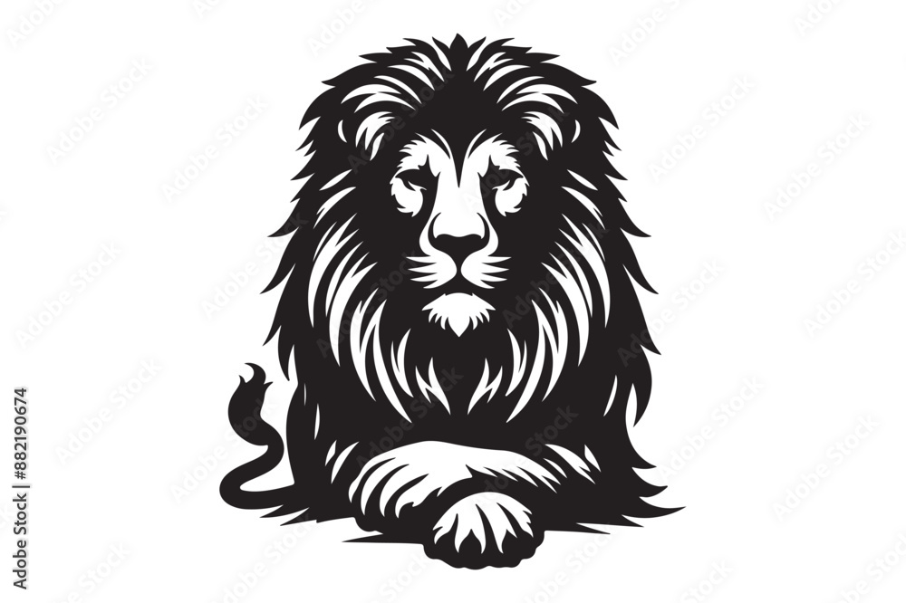 Obraz premium lion Animal Silhouettes vector illustration - Generative AI