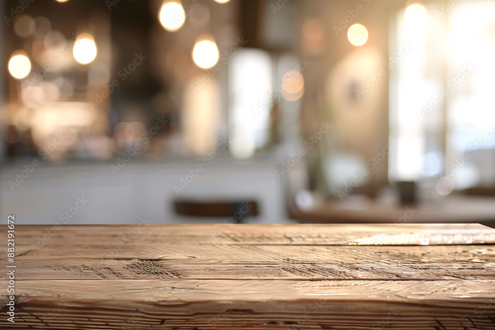 A detailed, high-resolution image of a rustic wood table set against a softly lit, blurred restaurant background. The focus is sharply on the table, with a harmonious bokeh effect adding depth and a A detailed, high-resolution image of a rustic wood table set against a softly lit, blurred restaurant background. The focus is sharply on the table, with a harmonious bokeh effect adding depth and a