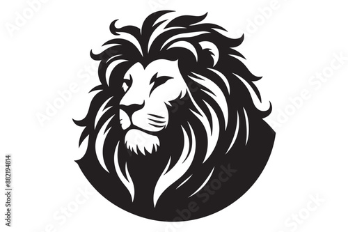 lion head logo icon silhouette vector illustration - Generative AI