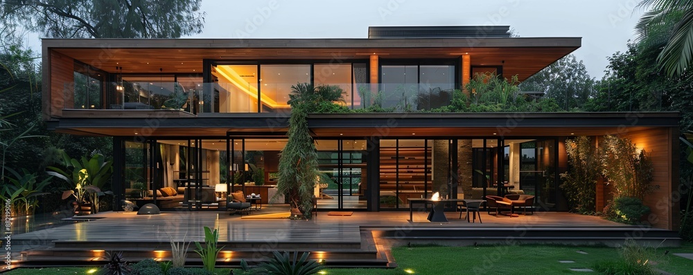 Sleek urban house with a rooftop terrace. Sleek urban house with a rooftop terrace.