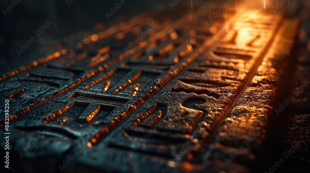 A Close-up Shot of a Melting cultural hieroglyphs, encoded diverse symbol colors A Close-up Shot of a Melting cultural hieroglyphs, encoded diverse symbol colors