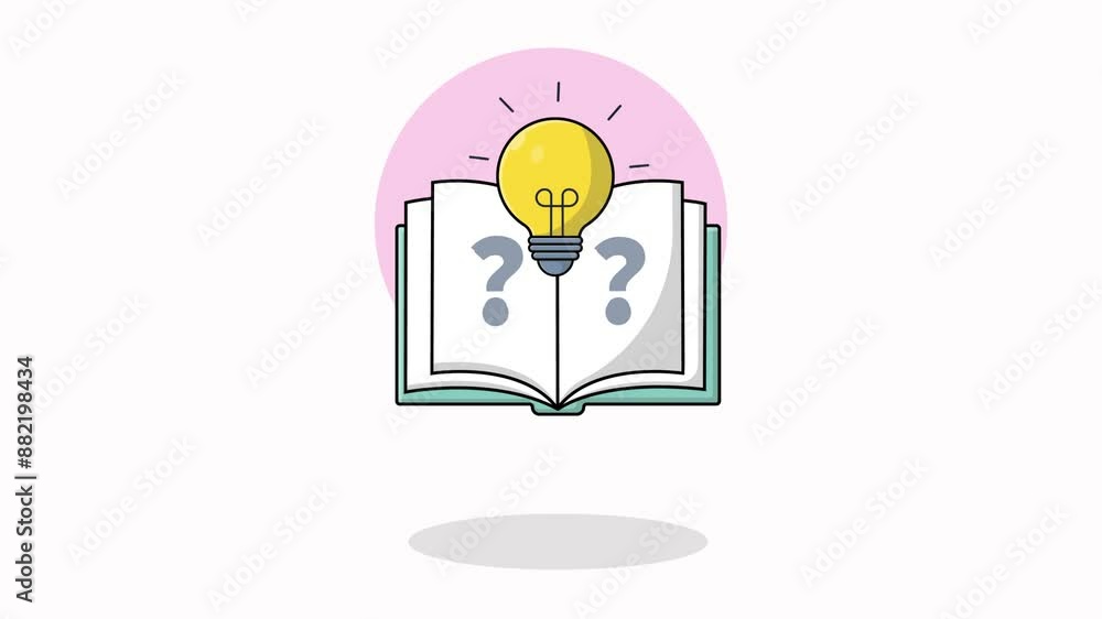 4K Book with Lightbulb. Power of Knowledge Concept Animation Video
