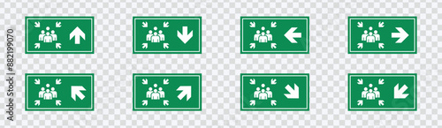 "Assembly point sign for emergencies. Safe gathering spot during disasters. Vector design."