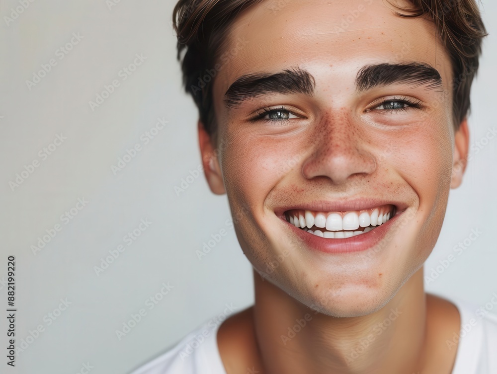 closeup portrait of a charismatic young man with a genuine smile soft studio lighting on white background closeup portrait of a charismatic young man with a genuine smile soft studio lighting on white background
