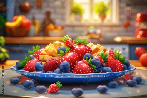 Scrumptious Still Life of Fresh Fruits on a Kitchen Table photo