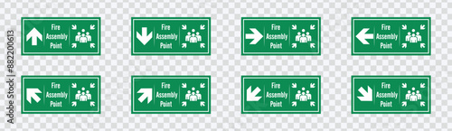 "Assembly point sign for emergencies. Safe gathering spot during disasters. Vector design."
