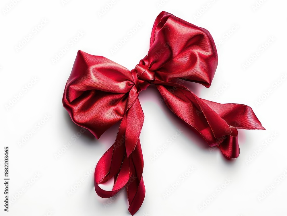 elegant red satin ribbon bow with intricate loops and long tails highcontrast studio lighting on pure white background crisp details and luxurious texture elegant red satin ribbon bow with intricate loops and long tails highcontrast studio lighting on pure white background crisp details and luxurious texture