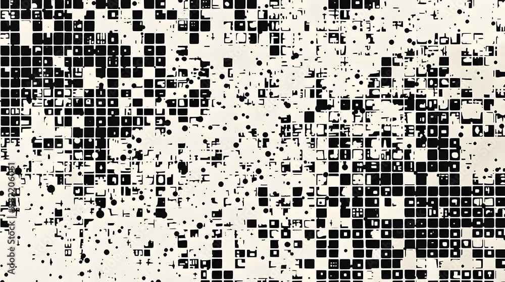 Modern Stylish Halftone Technology Seamless Texture. Tech Abstract Background with Random Size Pixels. Vector Chaotic Squares Mosaic Pattern. Vector Tiles. Modern Stylish Halftone Technology Seamless Texture. Tech Abstract Background with Random Size Pixels. Vector Chaotic Squares Mosaic Pattern. Vector Tiles.