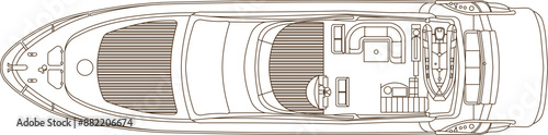 Vector silhouette illustration sketch of detailed design of a yacht speed boat for sea cruises