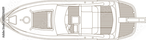 Vector silhouette illustration sketch of detailed design of a yacht speed boat for sea cruises