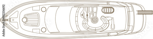 Vector silhouette illustration sketch of detailed design of a yacht speed boat for sea cruises