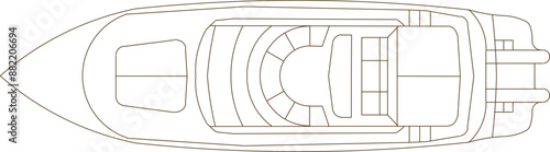 Vector silhouette illustration sketch of detailed design of a yacht speed boat for sea cruises