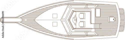 Vector silhouette illustration sketch of detailed design of a yacht speed boat for sea cruises