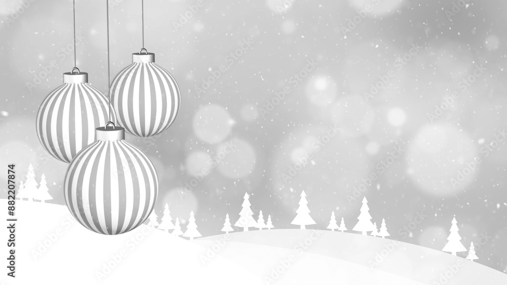 Beautiful christmas landscape with baubles ornaments. Christmas and New Year holiday greeting card illustration background.
Beautiful christmas landscape with baubles ornaments. Christmas and New Year holiday greeting card illustration background.