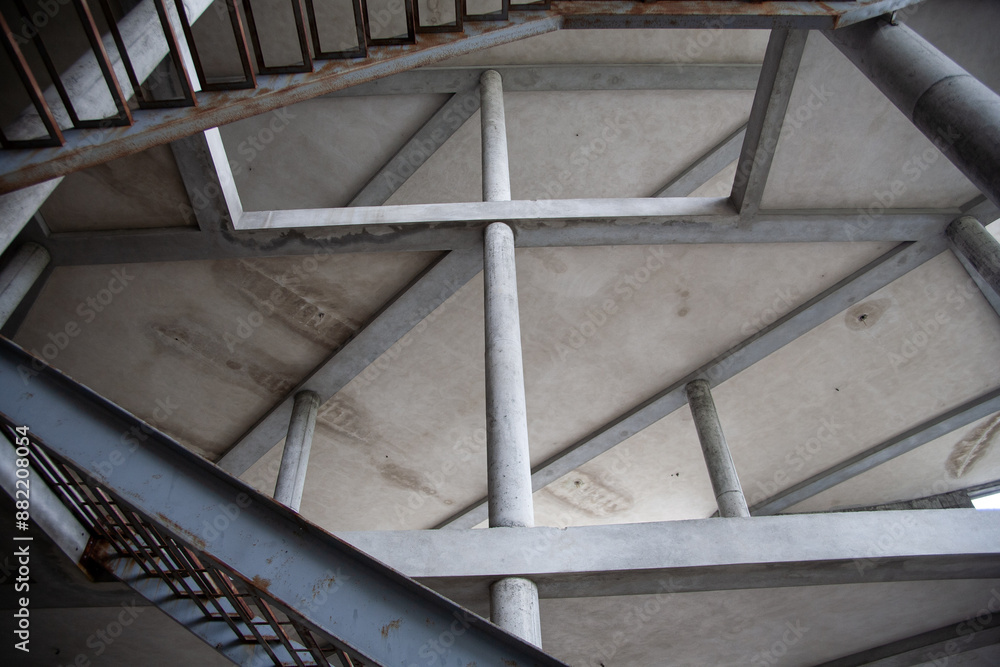Naklejka premium abandoned building with metal stairs