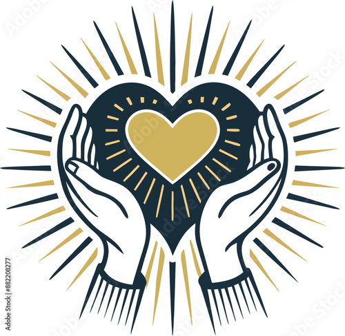 Heart in hands icon. Hands holding a heart. Symbol of love and care. Vector illustration