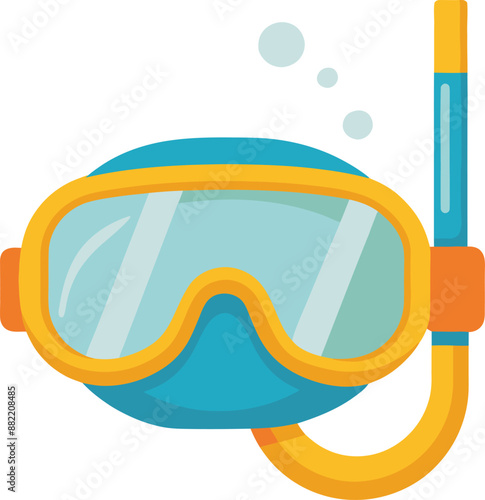 Dive mask and snorkel isolated on a white background. Vector illustration in flat style