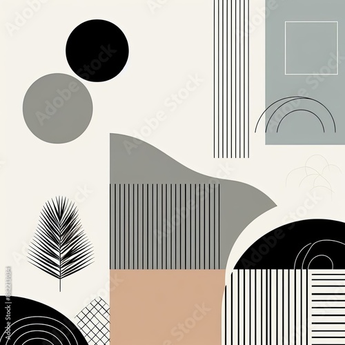 Abstract geometric background with simple shapes and lines. Vector Illustration