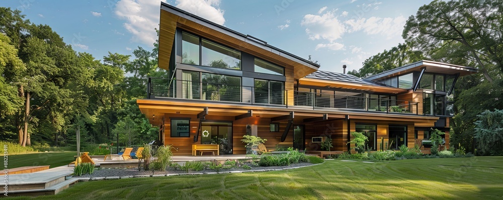 Architect-designed home with a focus on sustainability and energy efficiency. Architect-designed home with a focus on sustainability and energy efficiency.