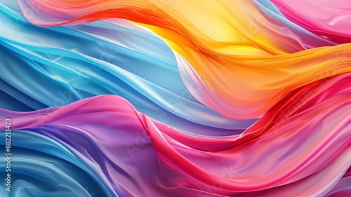 Abstract gradient colors 3d wave background. Wavy shiny textured gradient-colored banner.