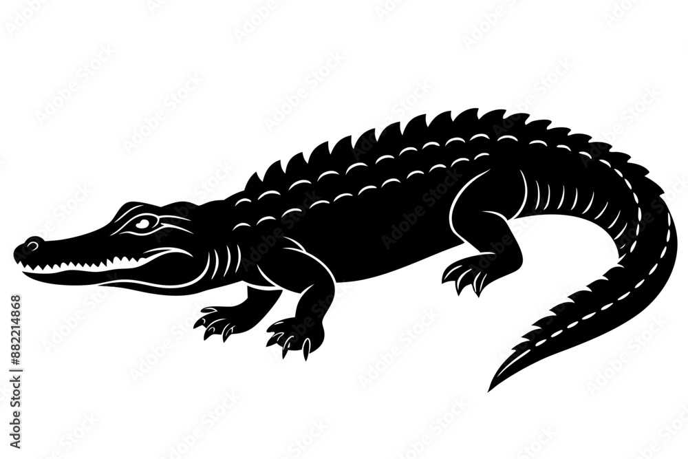 Obraz premium Crocodile silhouette vector illustration, isolated black silhouette of a crocodile collection