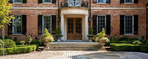 Elegant Georgian house with brick facade.