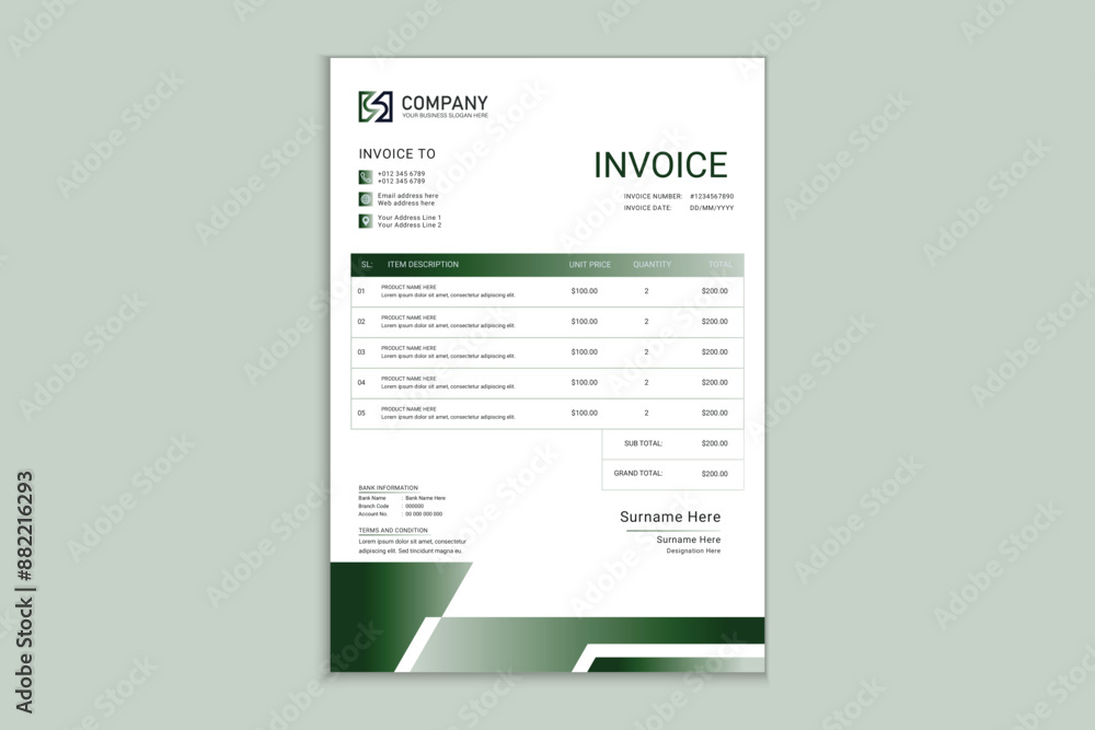 Abstract geometric invoice design template Abstract geometric invoice design template