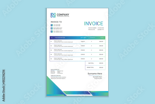  Gradient abstract geometric invoice design template