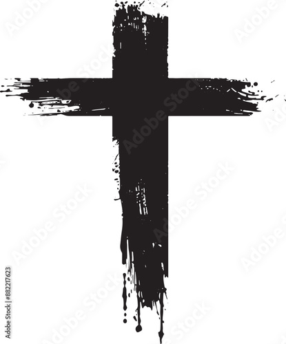Grunge Brush Stroke Christian Cross Vector Silhouette

