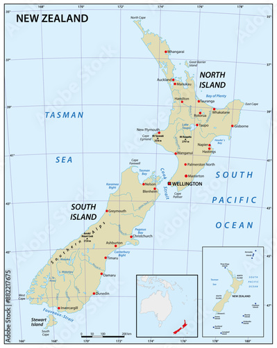 Vector map of new zealand