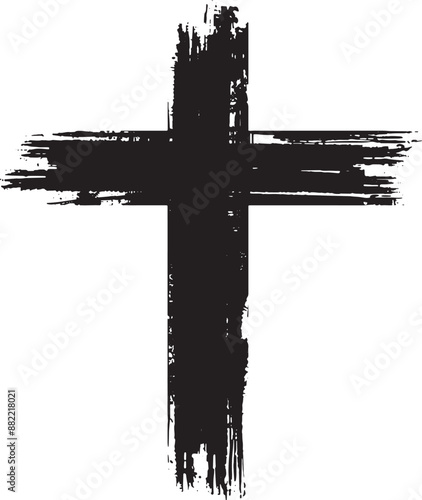 Grunge Brush Stroke Christian Cross Vector Silhouette

