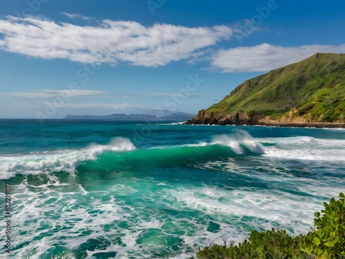 Wallpaper Mural Turquoise waters lap golden sands beneath a vibrant sky, promising idyllic summer escape on Sardinia's picturesque coastline Torontodigital.ca