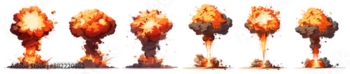 hydrogen bomb test concept design, nuclear catastrophe idea. Nuclear bomb explosion, Terrible explosion of a nuclear bomb with a mushroom cloud, atomic bomb testing, radiation aftermath effects.