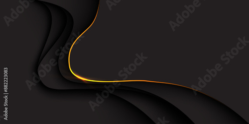 Abstract gold line curve black shadow overlap with blank space design modern futuristic luxury background vector