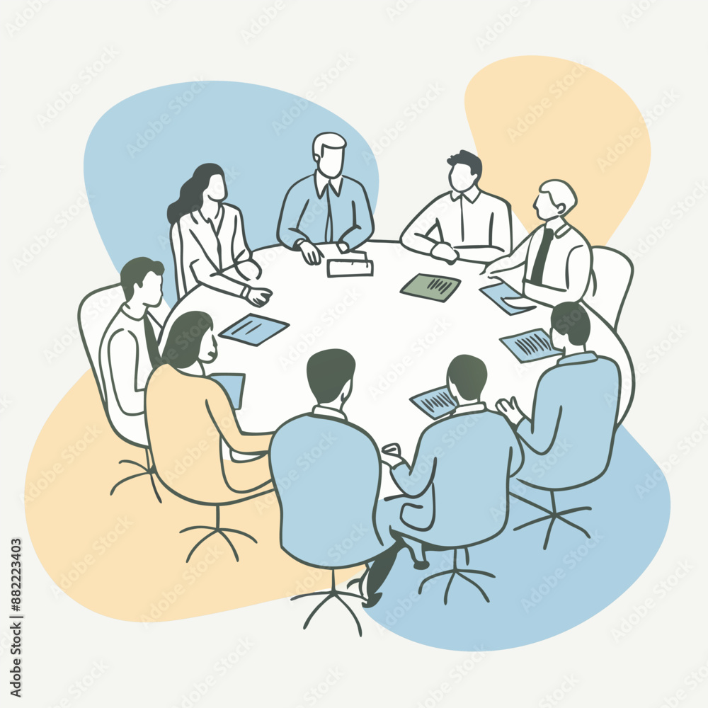 Discussion about new business plan, Business meeting teamwork and communication concept. Vector illustration. Discussion about new business plan, Business meeting teamwork and communication concept. Vector illustration.