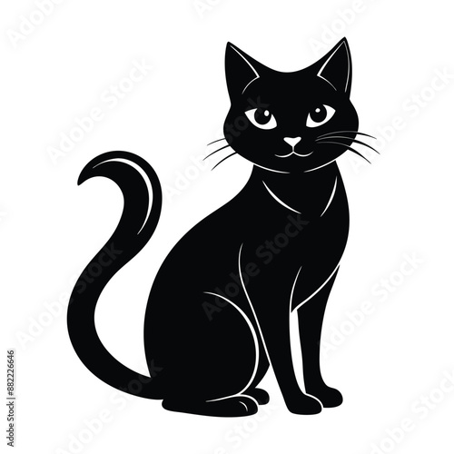 Wallpaper Mural Minimalist Vector Silhouette of a Cat, Black & White Cat Torontodigital.ca