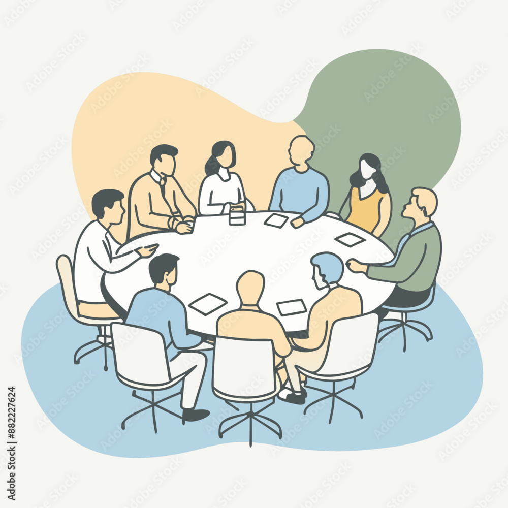 Discussion about new business plan, Business meeting teamwork and communication concept. Vector illustration. Discussion about new business plan, Business meeting teamwork and communication concept. Vector illustration.